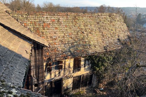 Scheune des Weißen Schwanen von 1655, Südseite zum Innenhof